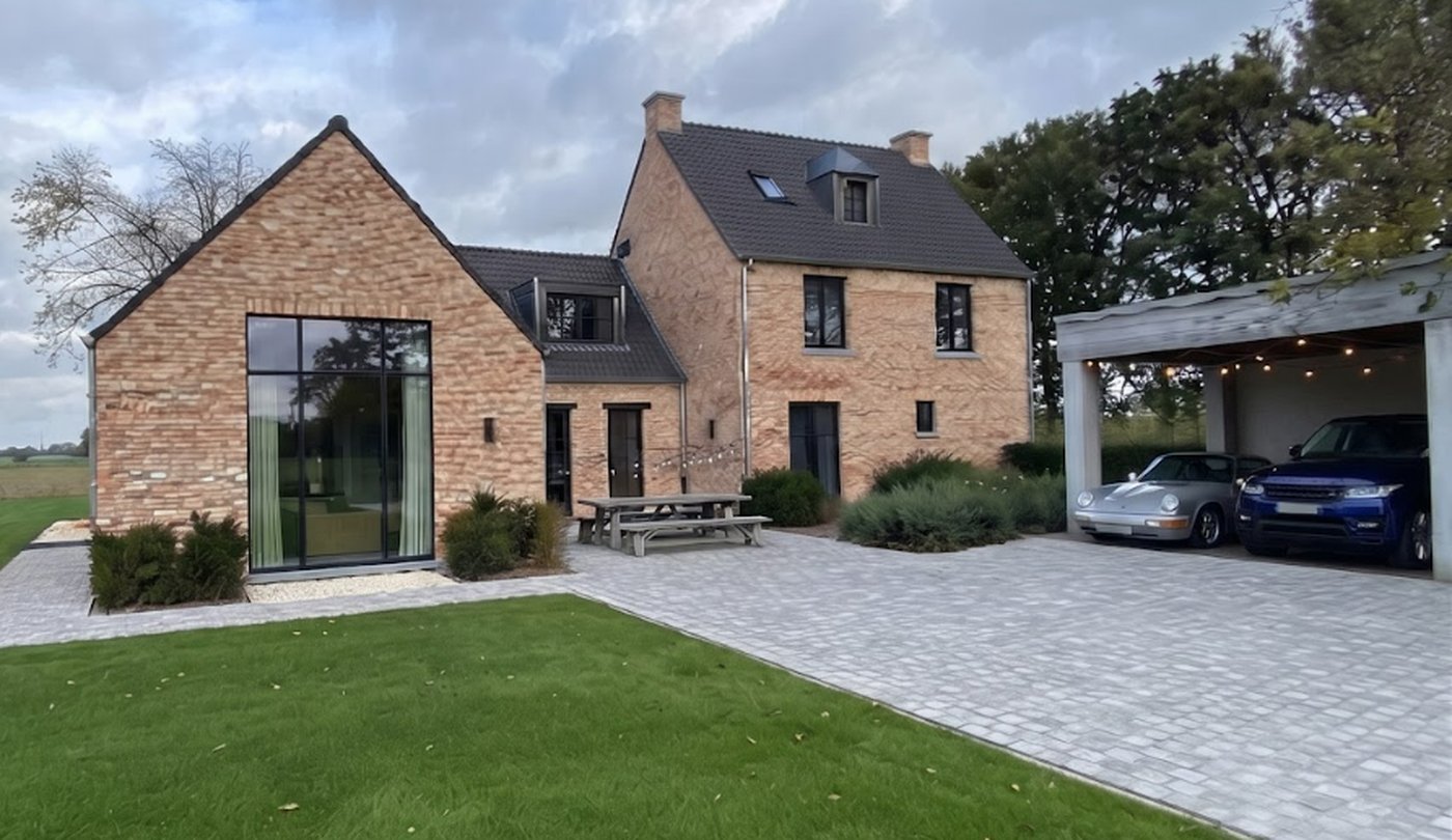 Diviser une maison en appartements : grande maison en brique avec jardin et stationnement