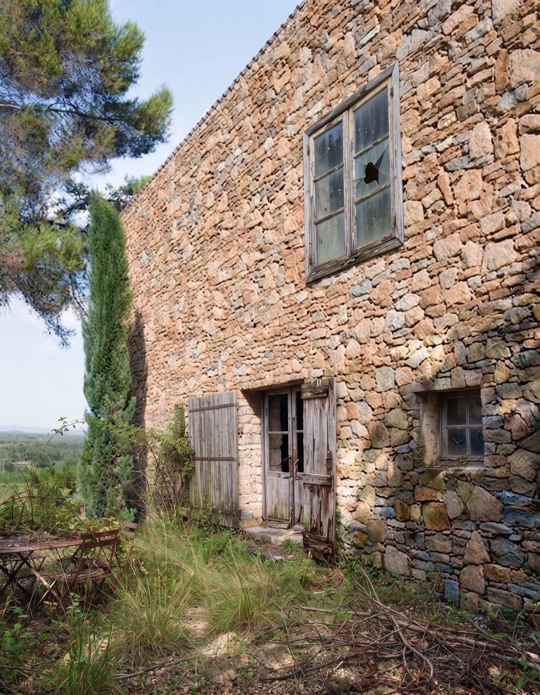 Façade en pierre d'une maison avant les travaux