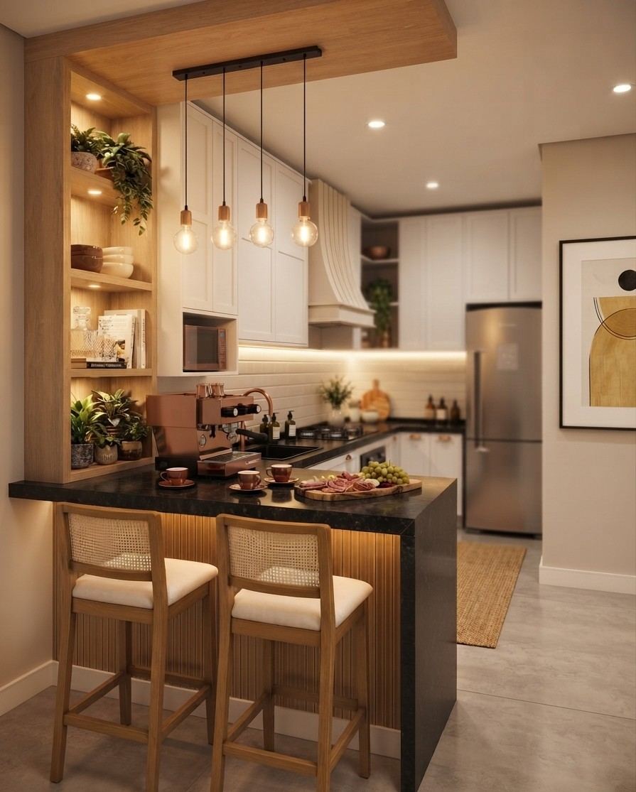 Cuisine d'un logement neuf aménagé dans une maison divisée