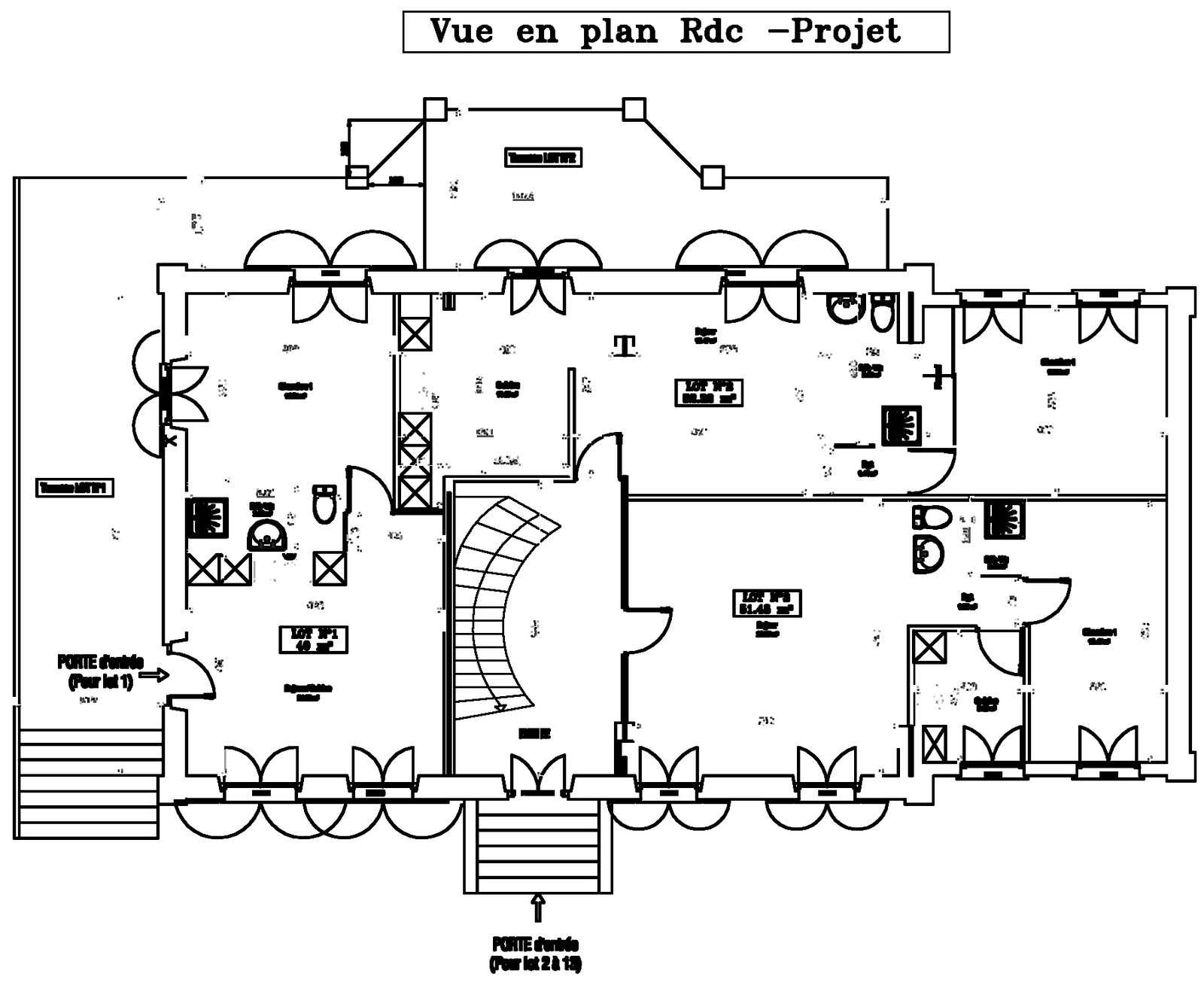 Plan du rez-de-chaussée du manoir de Presles, découpé en logements